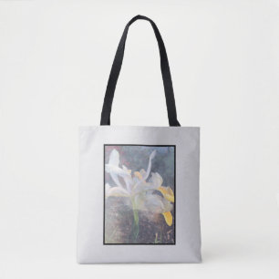 Tote Bolsa de Foto Floral Elegante Iris Amarelo Branco