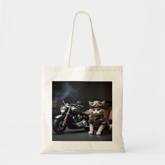 Tote Bolsa de Gato Biker (Frente)