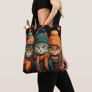 Tote Bolsa de Gatos Felizes de Outono