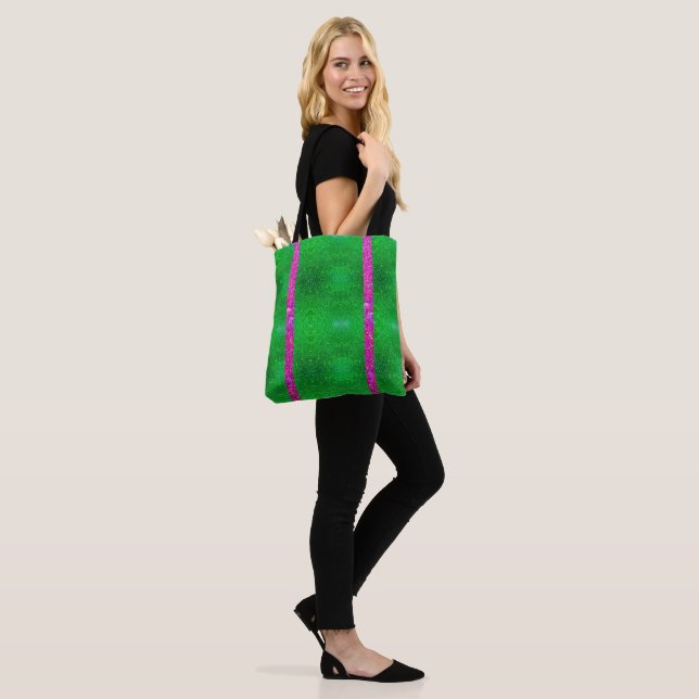Tote Bolsa de Glitz verde rosa Sorority! (No(a) Modelo)