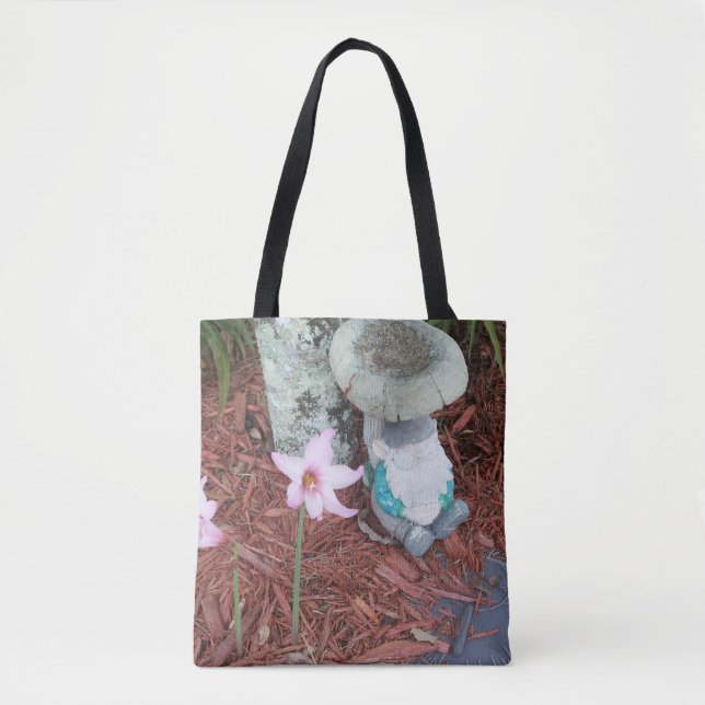 Tote Bolsa de gnomo de jardim de dormir (Frente)
