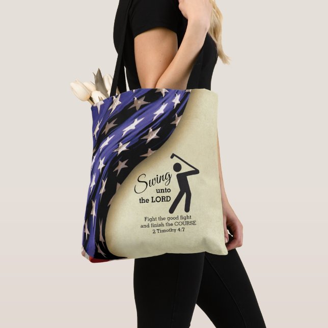 Tote Bolsa de Golfe com Bandeira Americana Estilosa  (Close Up)