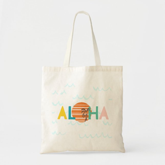 Tote Bolsa de Gráfico da Árvore Mínima "Aloha" Sunset & (Frente)