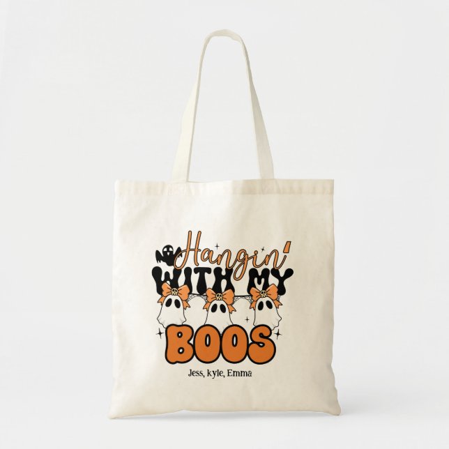 Tote Bolsa de Halloween Personalizado - Hangin' Com Meu (Frente)
