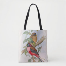 Tote Bolsa de Ilustração Colorida de Aves Vintage