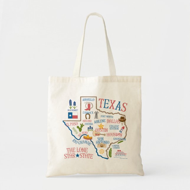 Tote Bolsa de Ilustração de Pontos de Referência do Est (Frente)