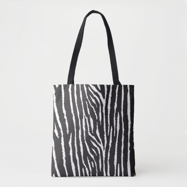Tote Bolsa de Impressão de Animais Pretos/Branco (Frente)