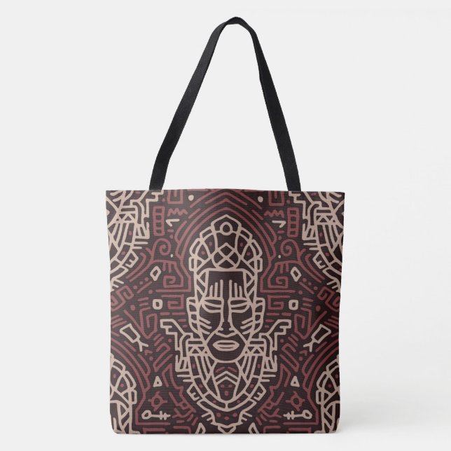 Tote Bolsa de Impressão Tribal Reversível (Frente)