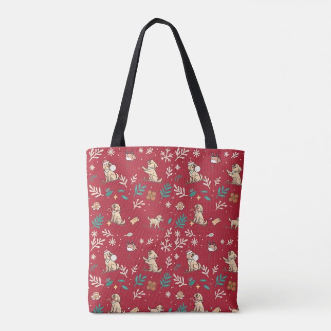Tote Bolsa de Labrador Retriever Natal Fofo Kawaii (Verso)