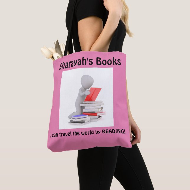 Tote Bolsa de Livro com Nome Personalizado (Close Up)