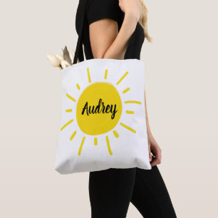 Tote Bolsa de Livros Sol Amarelo Caprichoso Pintado pel