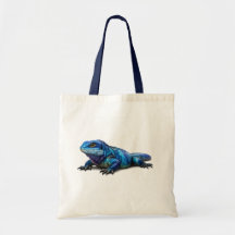 Bolsa de lona azul iguana artística