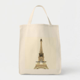 Tote Bolsa de Lona Chic com a Torre Eiffel