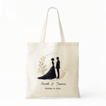 Bolsa de lona com silhueta personalizada de noiva