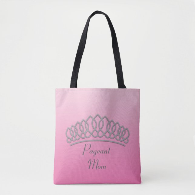 Tote Bolsa de Mãe de Concorrente de Tiaras Rosa e Prata (Frente)
