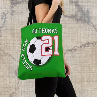 Tote Bolsa de Mãe de Futebol, Nome, Fã de Futebol, Espo