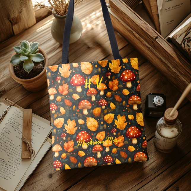Tote Bolsa de Mágica de Cogumelo com Design de Floresta (Criador carregado)