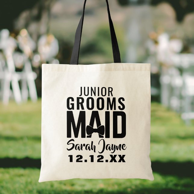 Tote Bolsa de Mãos de Noiva Moderninha para Madrinha Jú (Perfect wedding favor for your Junior Groomsmaid or Bridesmaid. Just add her name and your wedding)