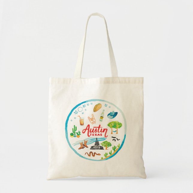 Tote Bolsa de Mapa de Austin Texas (Frente)