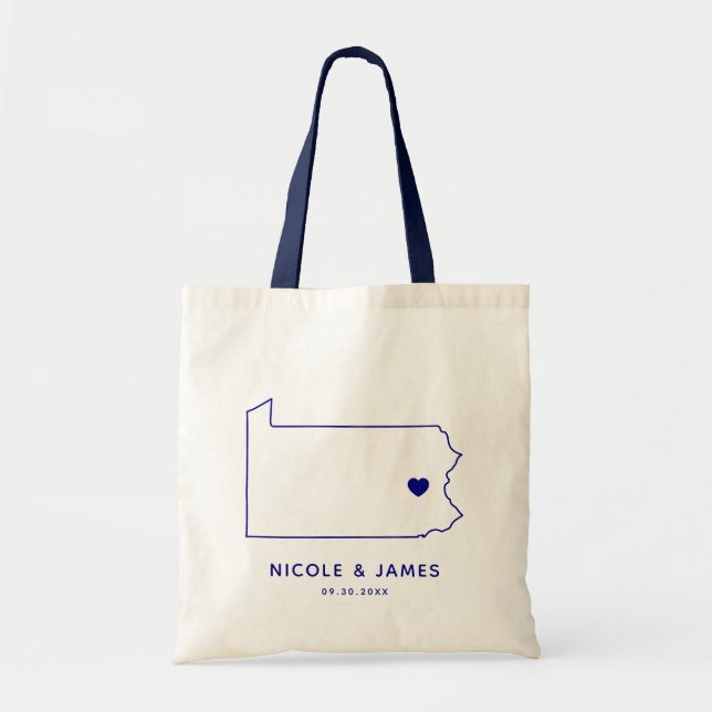 Tote Bolsa de Mapa de Boas-vindas da Pensilvânia, Marin (Frente)