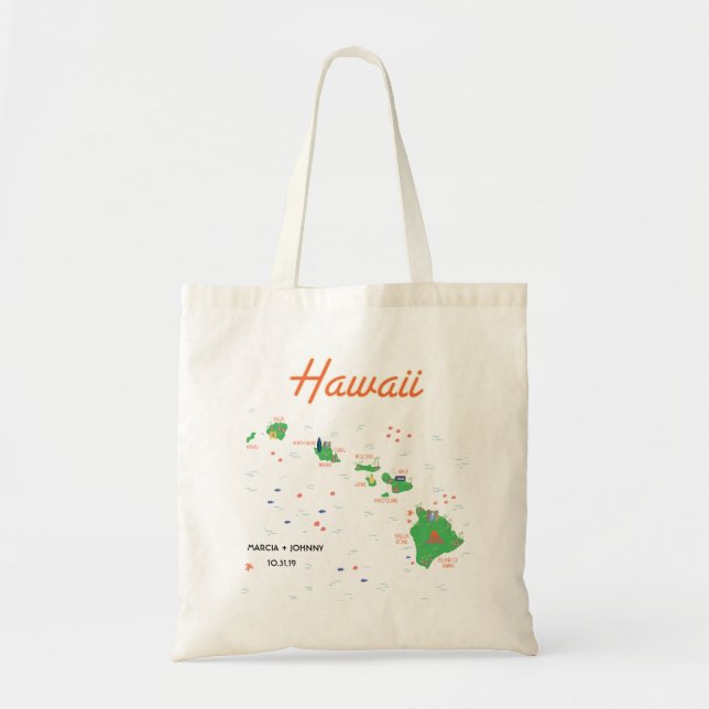Tote Bolsa de Mapa do Havaí (Frente)
