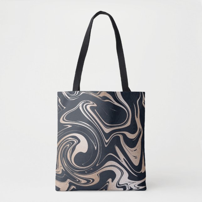 Tote Bolsa de mármore preto/Dourado (Frente)