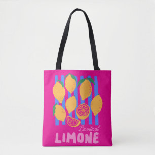 Tote Bolsa de mercado de La Vita al Limone, cor-de-rosa