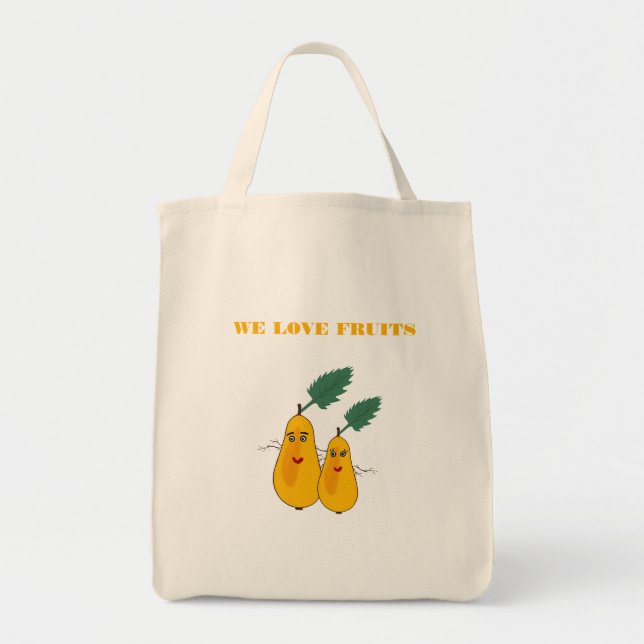 Tote Bolsa de mercearia com peras (Frente)