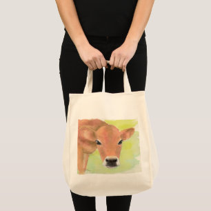Tote Bolsa de mercearia de Vaca de Aquarela