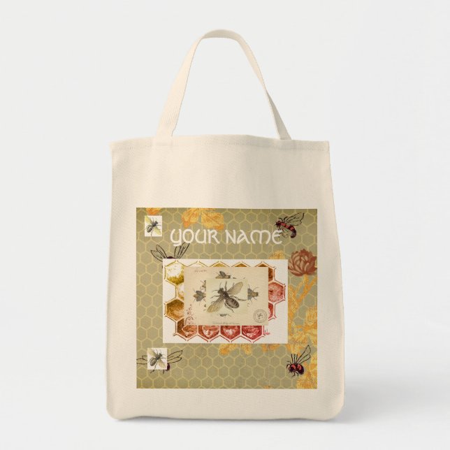 Tote Bolsa de mercearia PERSONALIZADA COM ABELHAS (Frente)