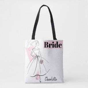 Tote bolsa de moda cor-de-rosa, de noiva com várias co