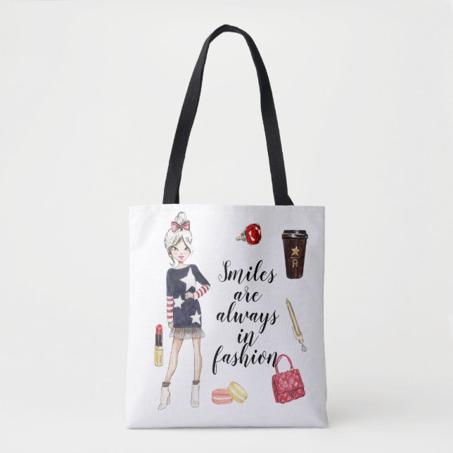 Tote Bolsa de moda das moças do planner (Frente)
