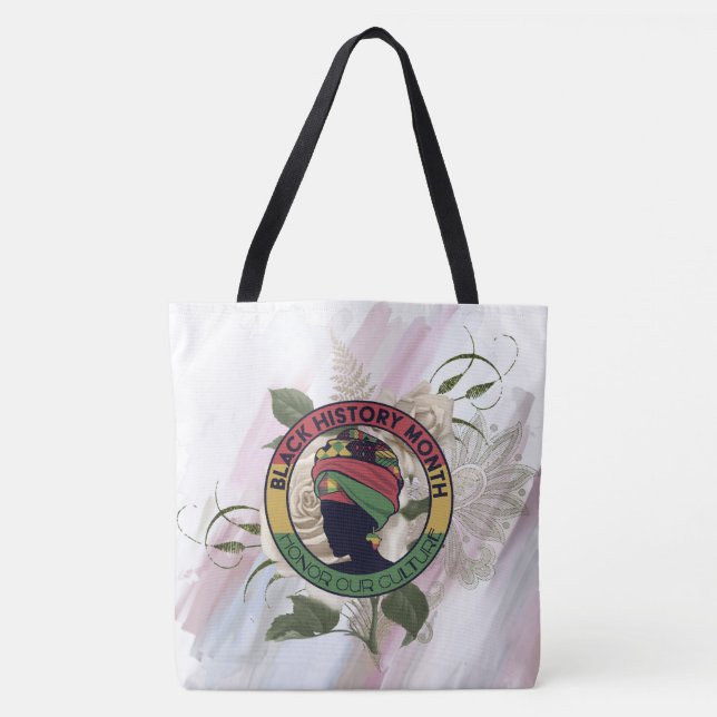 Tote Bolsa de Moda Floral Linda História Negra (Frente)