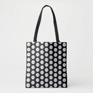Tote Bolsa de Monograma de Bolinhas Preta