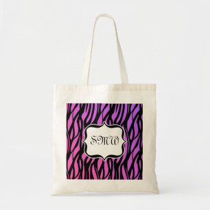 Tote Bolsa de Monograma de Listras Rosa/Roxo