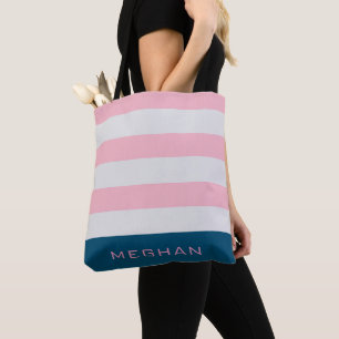 Tote Bolsa de Monograma de Pastel com pré-fitas