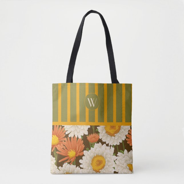 Tote Bolsa de Monograma Floral (Frente)