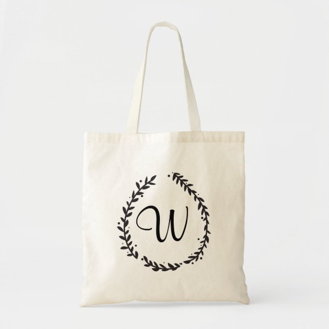 Tote Bolsa de Monograma Floral Elegante (Frente)