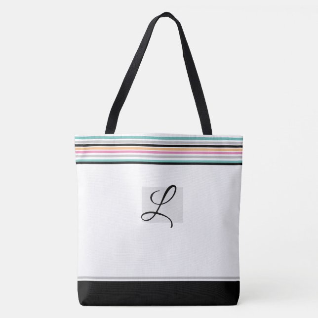 Tote Bolsa De Monograma Moderno Contemporâneo (Frente)