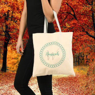 Tote Bolsa de Monograma Personalizado em Círculo Decor