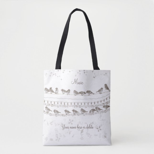 Tote Bolsa de Música com Pássaros - Personalizada (Frente)
