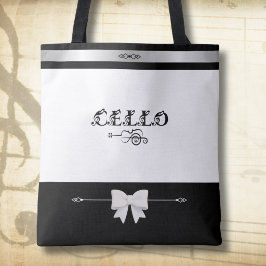 Tote Bolsa de Música Preta e Branca Sofisticada para Vi