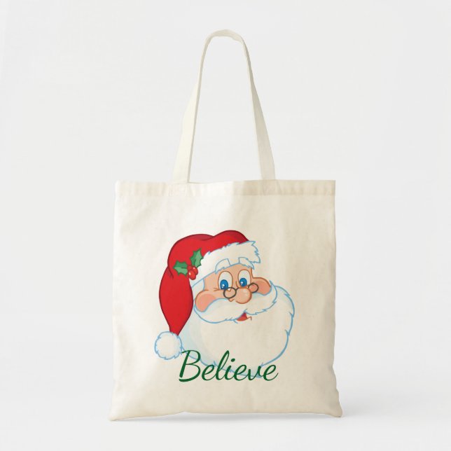 Tote Bolsa de Natal com Papai Noel (Frente)