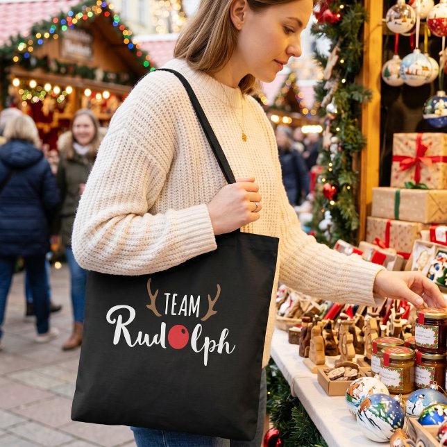 Tote Bolsa de Natal com Tema da Equipe Rudolph (Criador carregado)