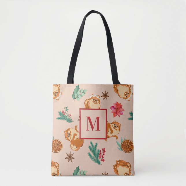 Tote Bolsa de Natal de Cachorro Festivo (Frente)