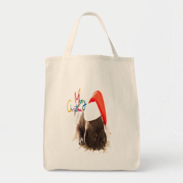Tote Bolsa de Natal pug (Frente)