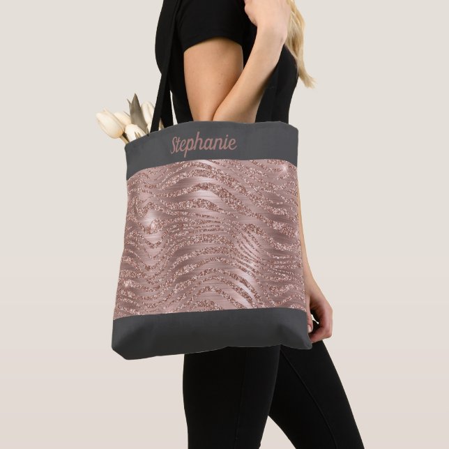 Tote Bolsa de Noiva com Estampa de Zebra em Rose Gold e (Close Up)