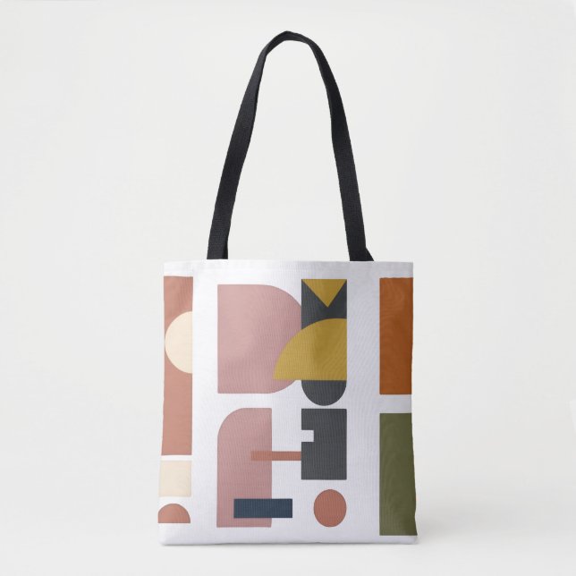 Tote Bolsa de Ombro com Alça e Arte Geométrica (Frente)