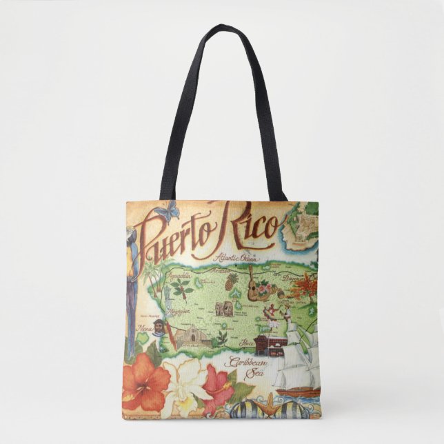 Tote Bolsa de ombro com mapa de Porto Rico (Frente)