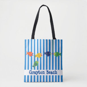 Tote Bolsa de Ombro de Peixe Costeiro Colorido